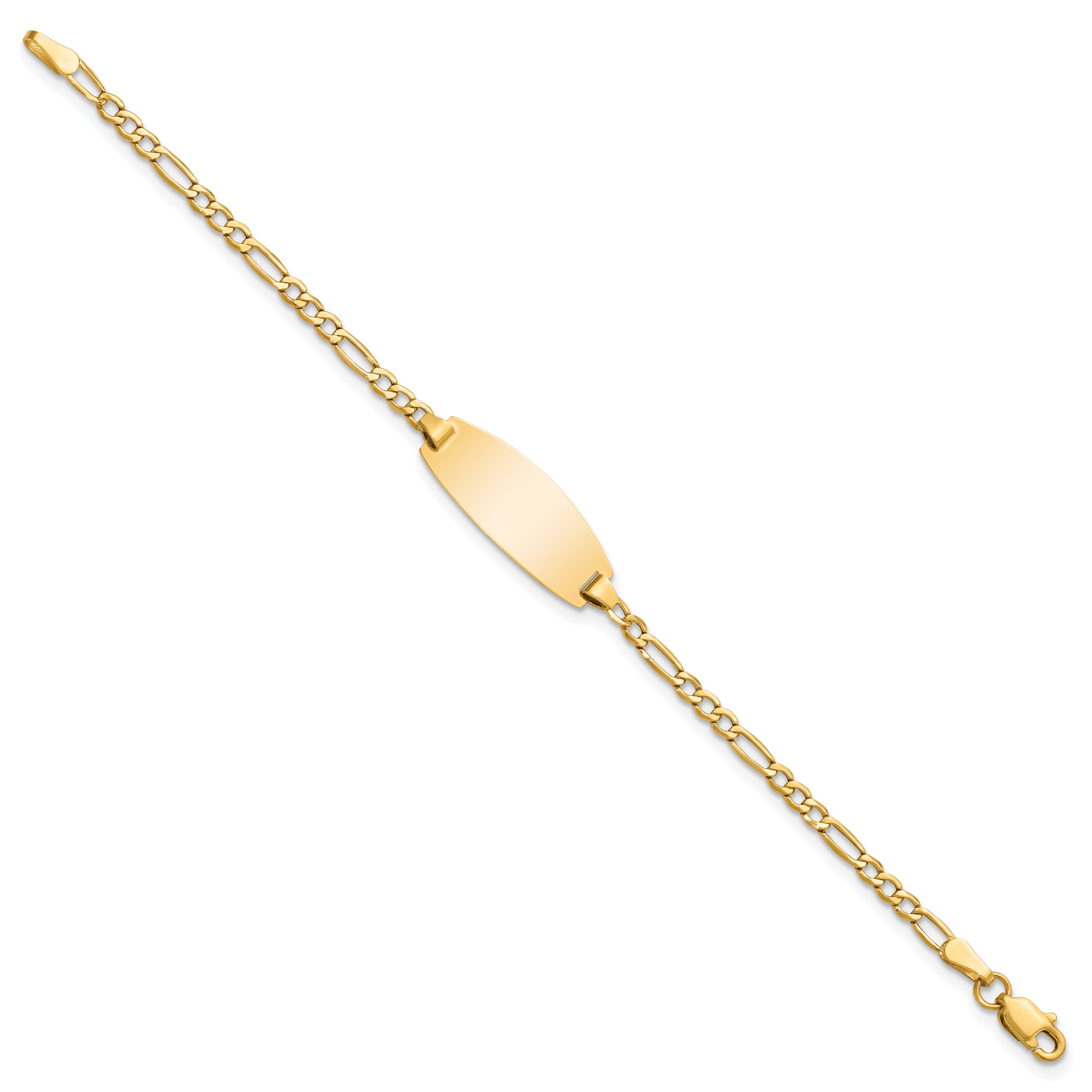 5.5 Inch 14K Semi-Solid Oval Figaro Id Bracelet