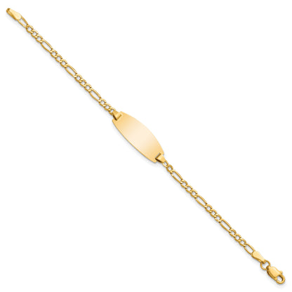 5.5 Inch 14K Semi-Solid Oval Figaro Id Bracelet