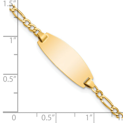 5.5 Inch 14K Semi-Solid Oval Figaro Id Bracelet