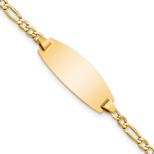 5.5 Inch 14K Semi-Solid Oval Figaro Id Bracelet