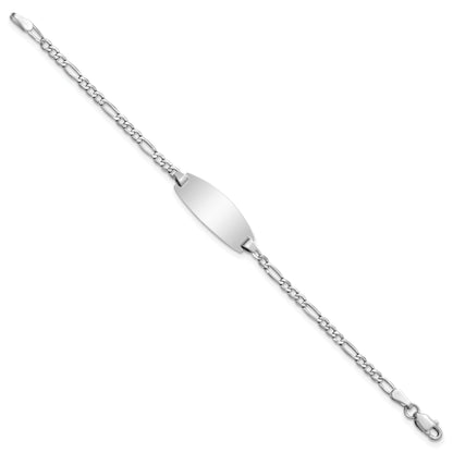 5.5 Inch 14K White Gold Semi-Solid Oval Figaro Id Bracelet