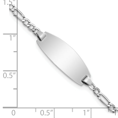 5.5 Inch 14K White Gold Semi-Solid Oval Figaro Id Bracelet