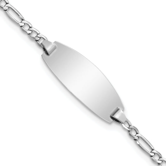 5.5 Inch 14K White Gold Semi-Solid Oval Figaro Id Bracelet