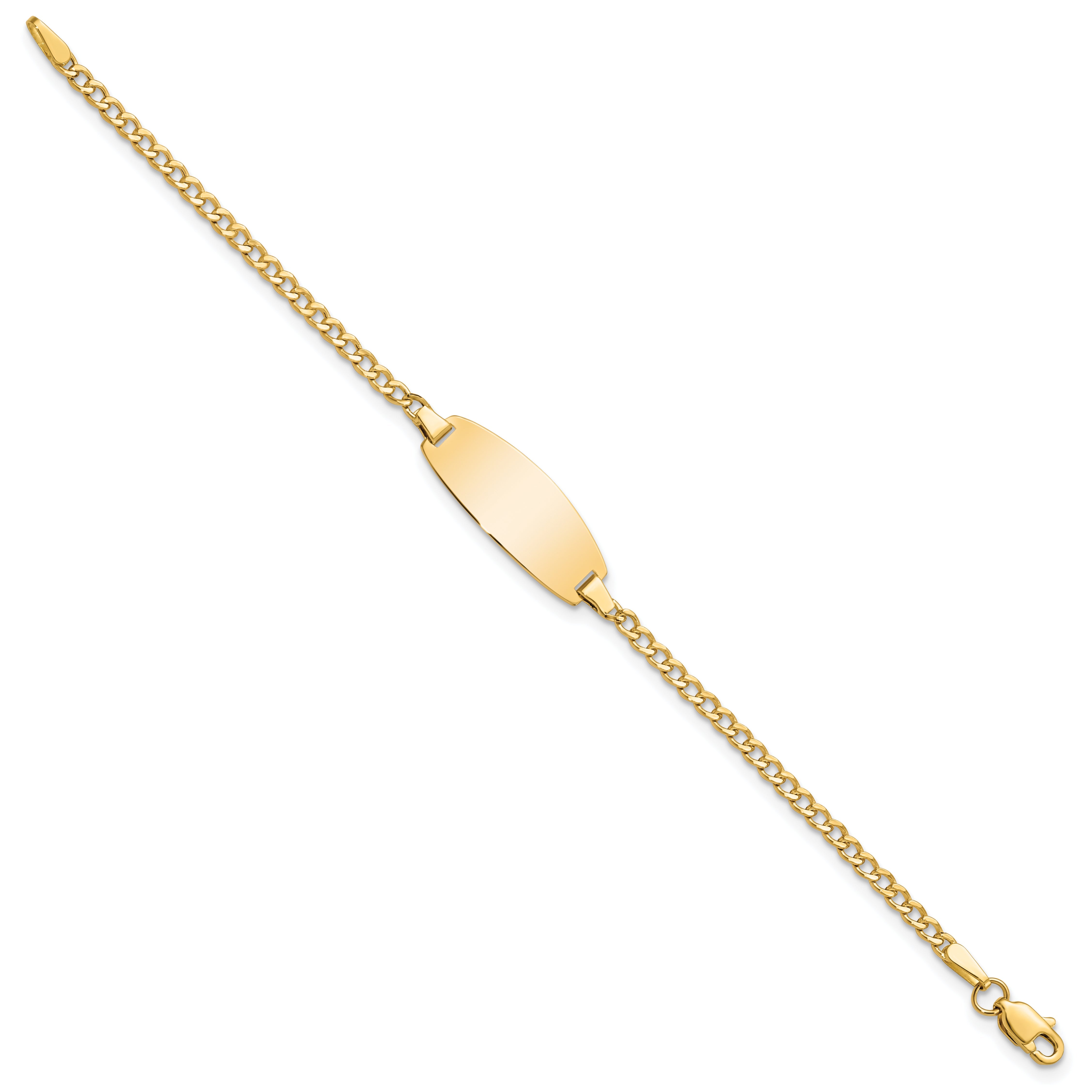 5.5 Inch 14K Semi-Solid Oval Curb Id Bracelet