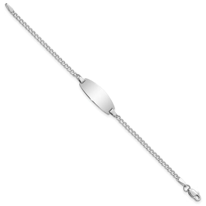 5.5 Inch 14K White Gold Semi-Solid Oval Curb Id Bracelet