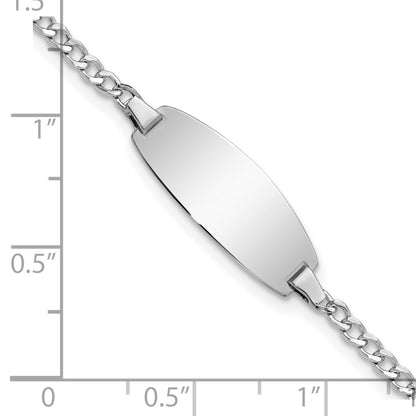 5.5 Inch 14K White Gold Semi-Solid Oval Curb Id Bracelet
