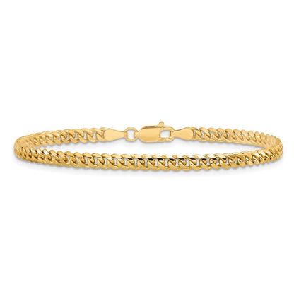 14K Yellow Gold 7 Inch 3.5mm Solid Miami Cuban Link With Lobster Clasp Bracelet