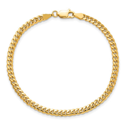 14K Yellow Gold 7 Inch 3.5mm Solid Miami Cuban Link With Lobster Clasp Bracelet