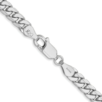 14K White Gold 20 Inch 4.3mm Solid Miami Cuban Link With Lobster Clasp Chain Necklace