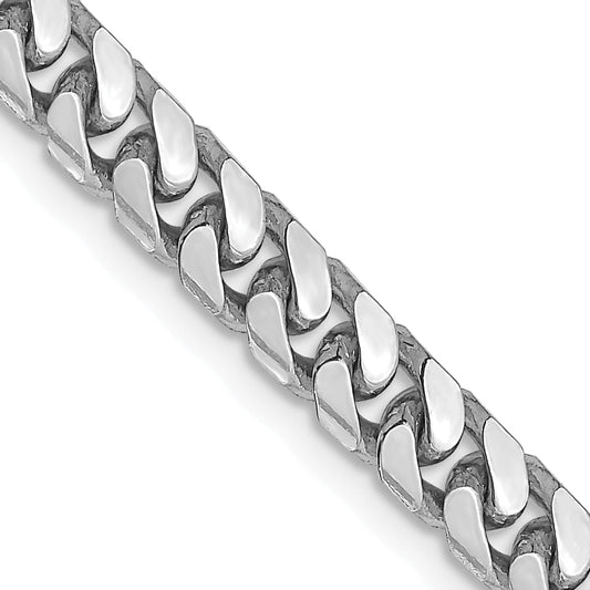 14K White Gold 22 Inch 4.3mm Solid Miami Cuban Link With Lobster Clasp Chain Necklace