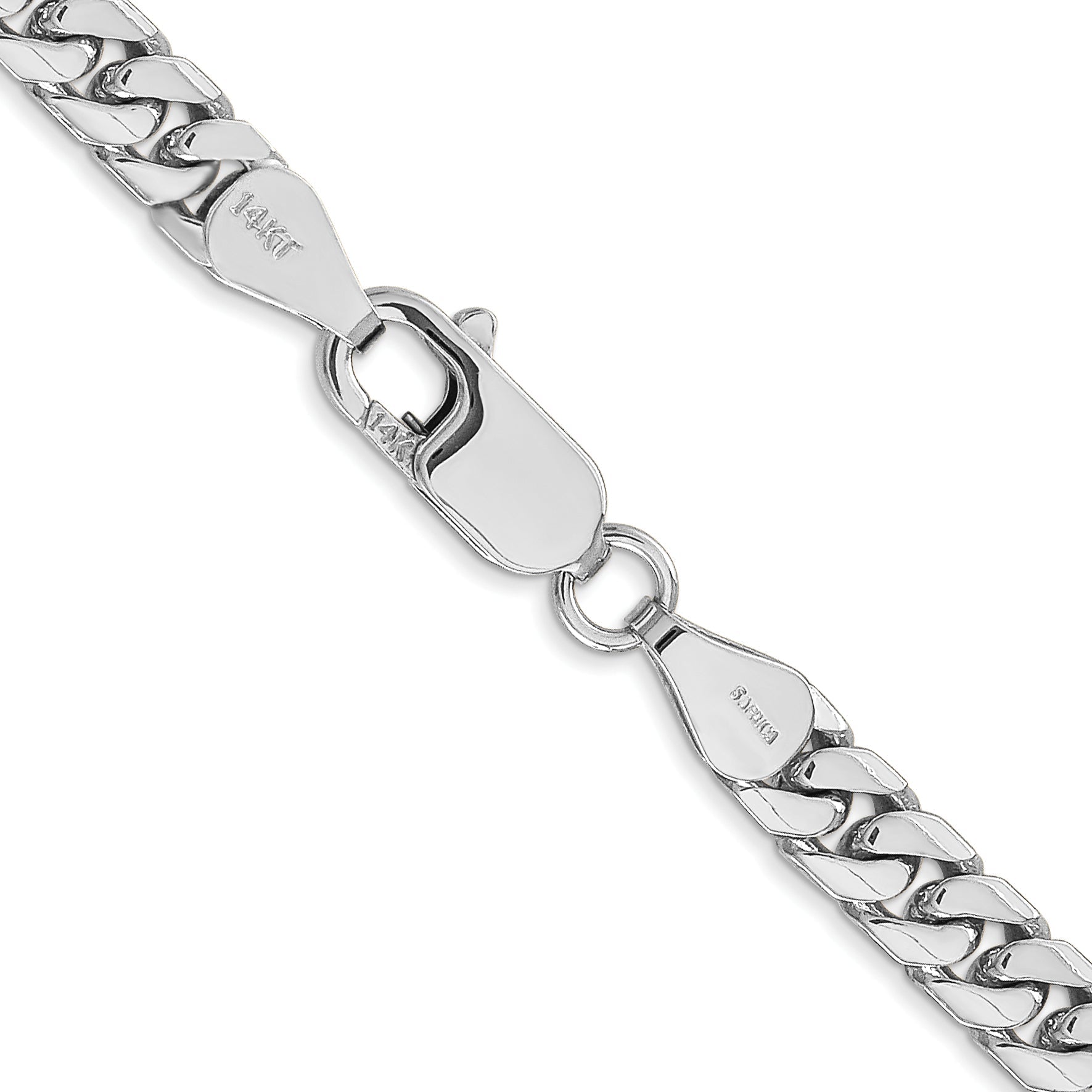 14K White Gold 20 Inch 5mm Solid Miami Cuban Link With Lobster Clasp Chain Necklace
