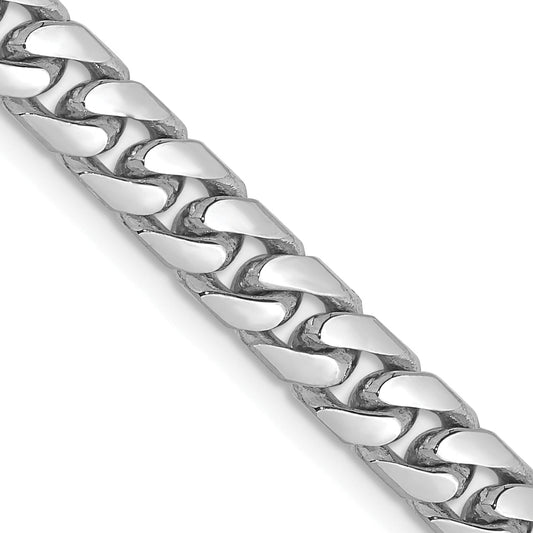 14K White Gold 26 Inch 5mm Solid Miami Cuban Link With Lobster Clasp Chain Necklace