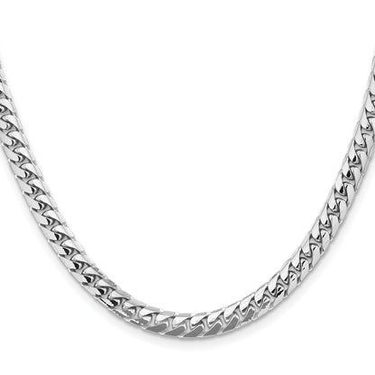 14K White Gold 20 Inch 5.5mm Solid Miami Cuban Link With Lobster Clasp Chain Necklace