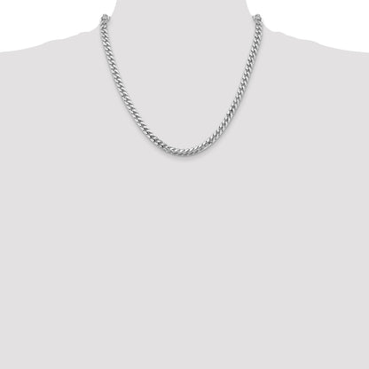 14K White Gold 20 Inch 5.5mm Solid Miami Cuban Link With Lobster Clasp Chain Necklace