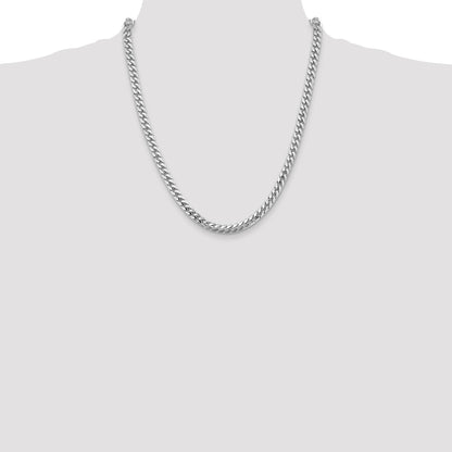 14K White Gold 22 Inch 5.5mm Solid Miami Cuban Link With Lobster Clasp Chain Necklace