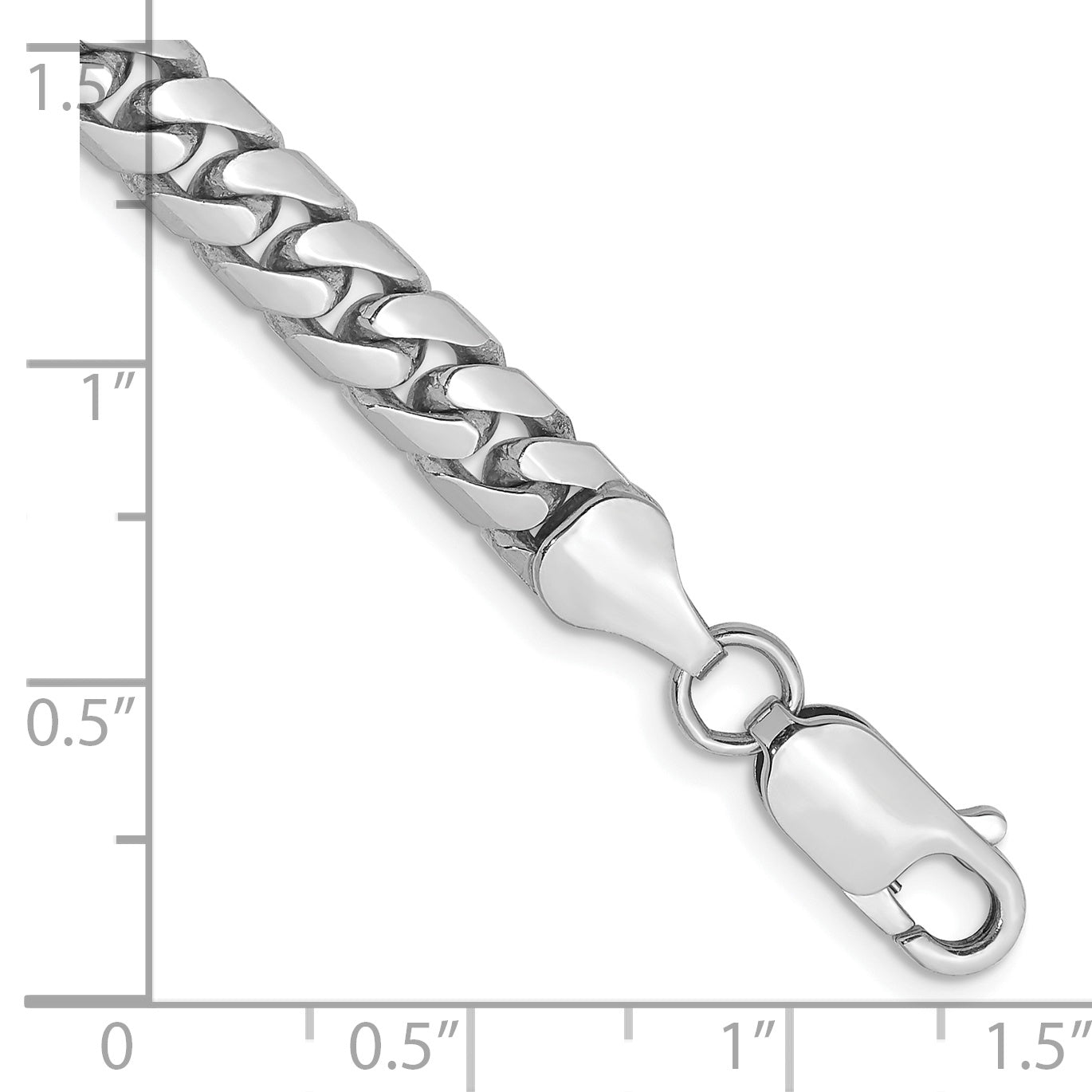 14K White Gold 9 Inch 5.5mm Solid Miami Cuban Link With Lobster Clasp Chain Bracelet