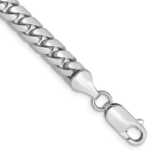14K White Gold 9 Inch 5.5mm Solid Miami Cuban Link With Lobster Clasp Chain Bracelet