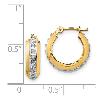 14K Yellow Gold 14Kdiamond Fascination Round Huggy Hinged Hoop Earrings