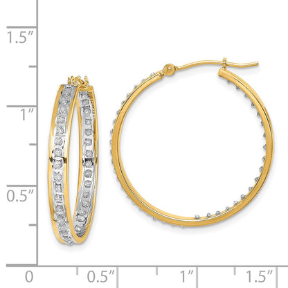 14K Yellow Gold Diamond Fascination In/Out Hoop Earrings