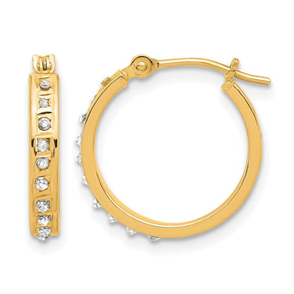 14K Yellow Gold Diamond Fascination Diamond Dust/accent Hoop Earrings