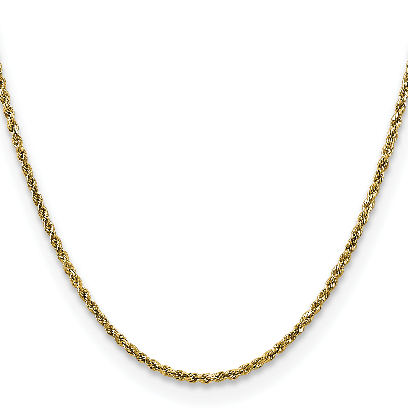 14K Yellow Gold 20 Inch 2.25mm Semi Solid Diamond-Cut Rope With Lobster Clasp Chain Necklace