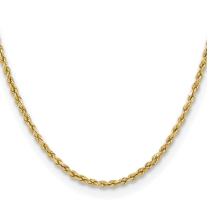 14K Yellow Gold 22 Inch 3mm Semi Solid Diamond-Cut Rope With Lobster Clasp Chain Necklace