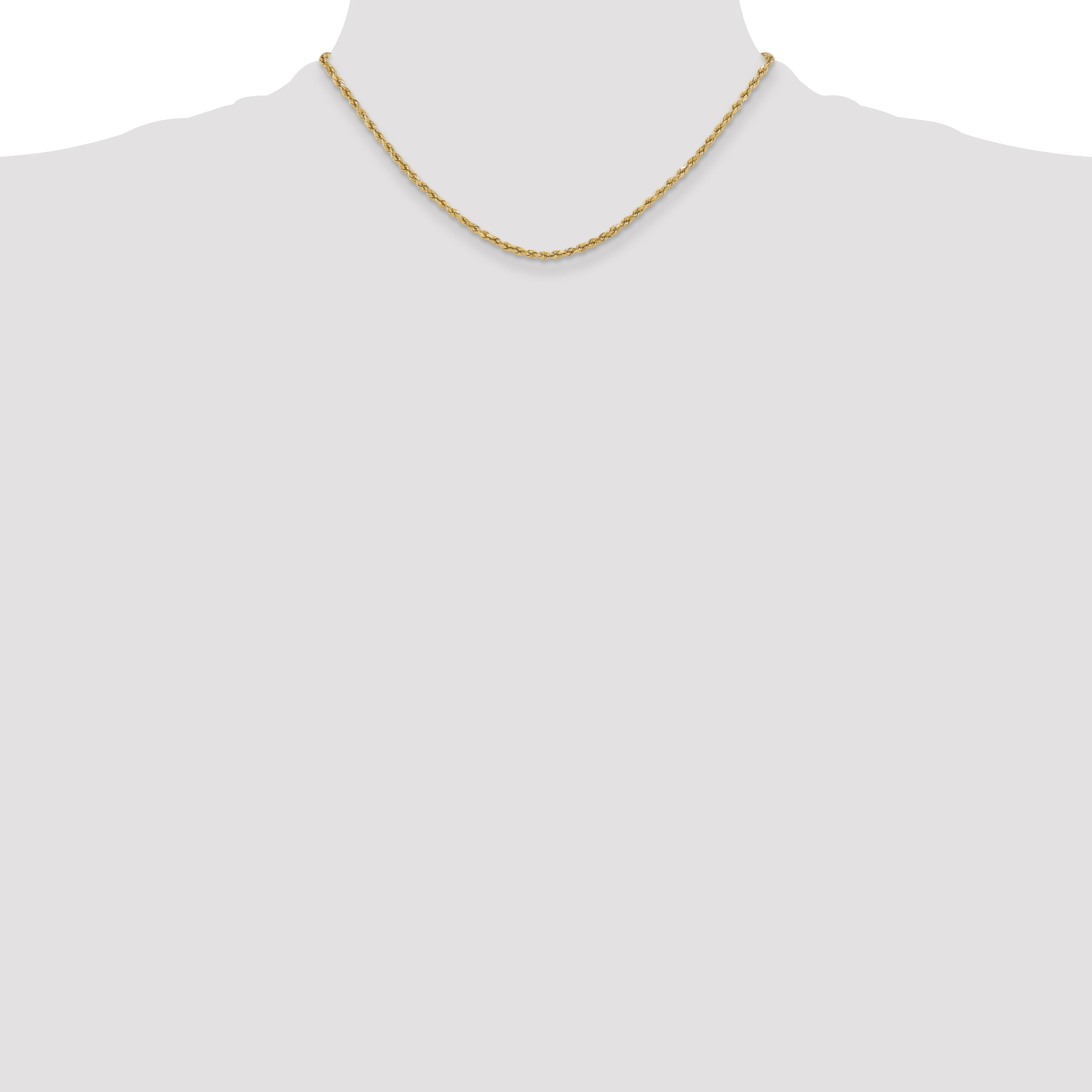 14K Yellow Gold 16 Inch 3mm Semi Solid Diamond-Cut Rope With Lobster Clasp Chain Necklace