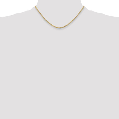 14K Yellow Gold 16 Inch 3mm Semi Solid Diamond-Cut Rope With Lobster Clasp Chain Necklace