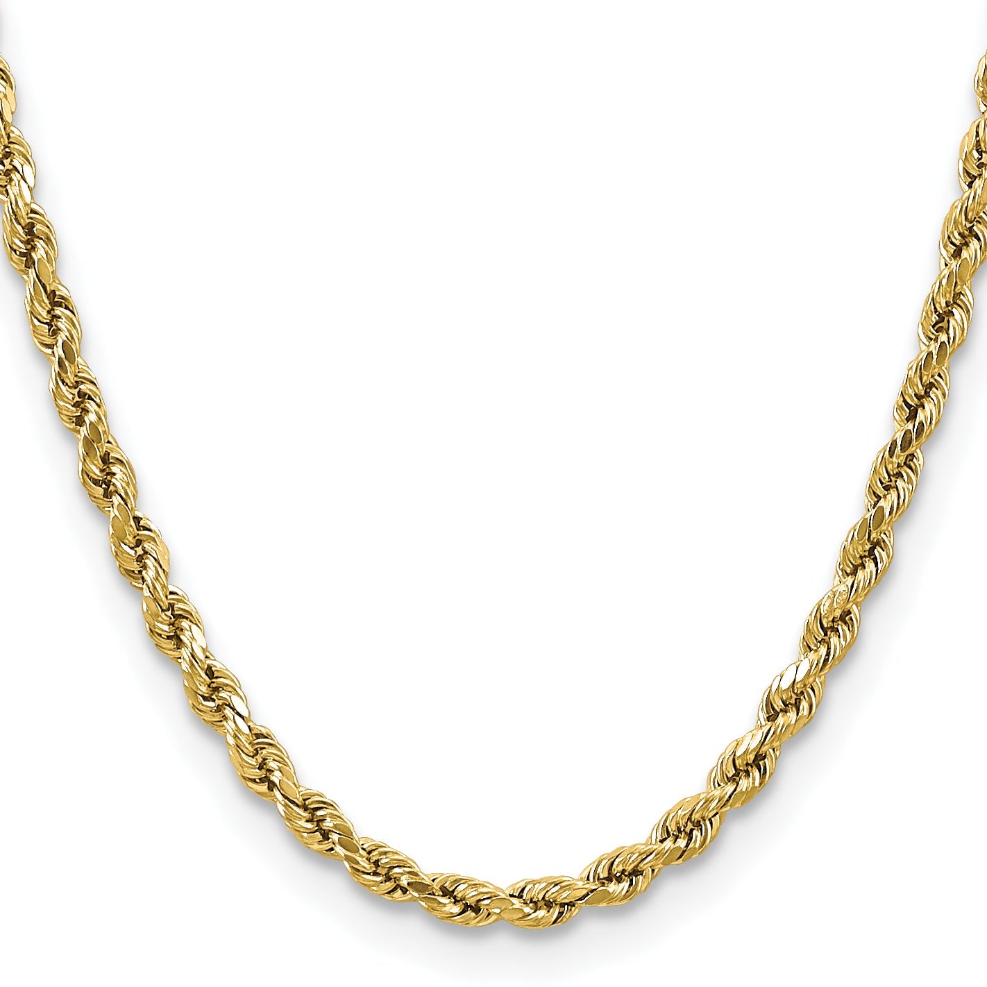 14K Yellow Gold 16 Inch 4.9mm Semi Solid Diamond-Cut Rope With Lobster Clasp Chain Necklace