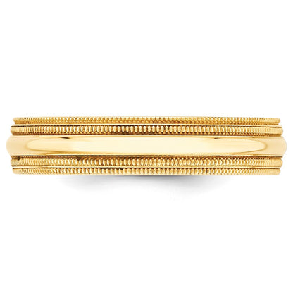 18k Yellow Gold 5mm Double Milgrain Comfort Fit Wedding Band Ring