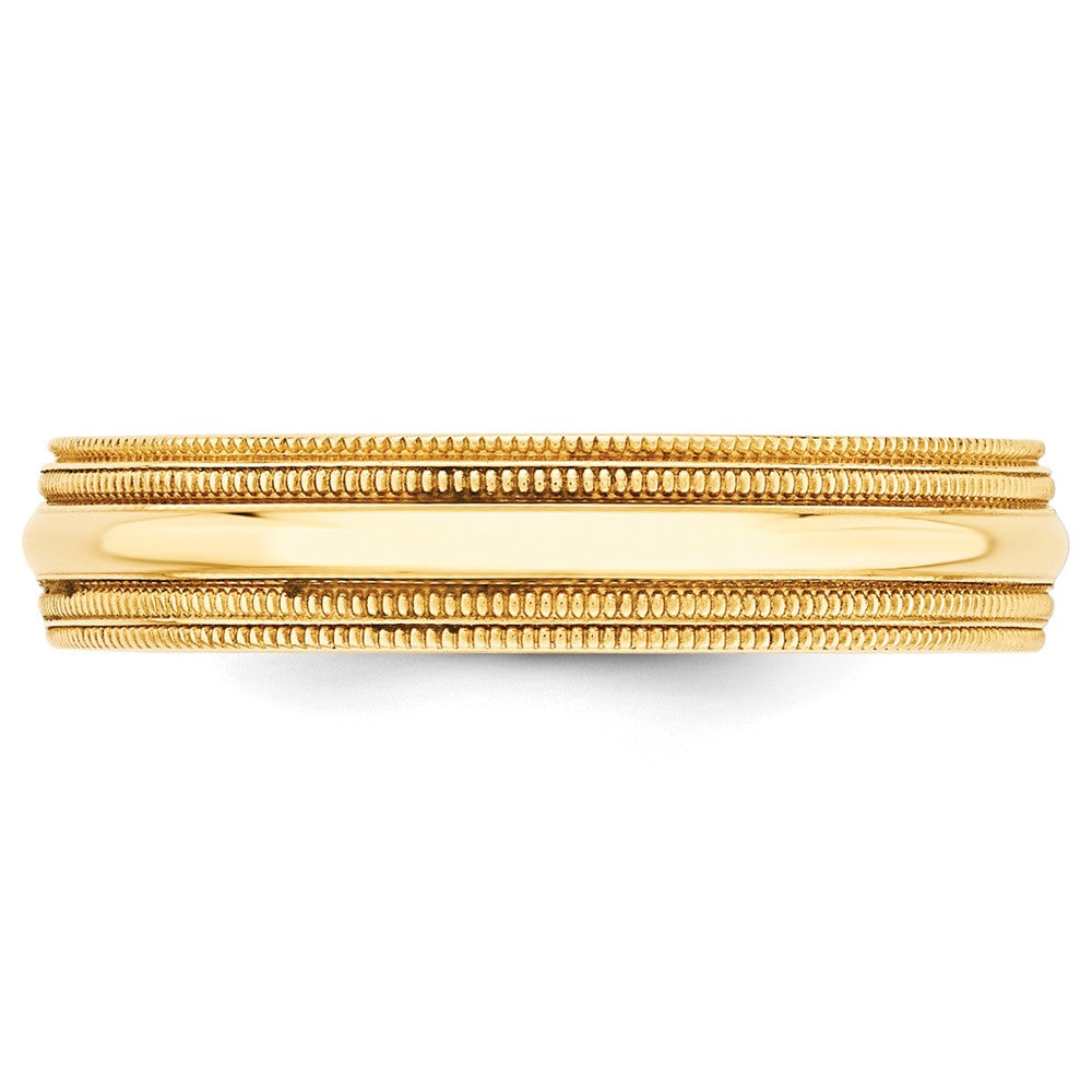 Solid 18K Yellow Gold 5mm Double Milgrain Comfort Fit Men's/Women's Wedding Band Ring Size 6.5
