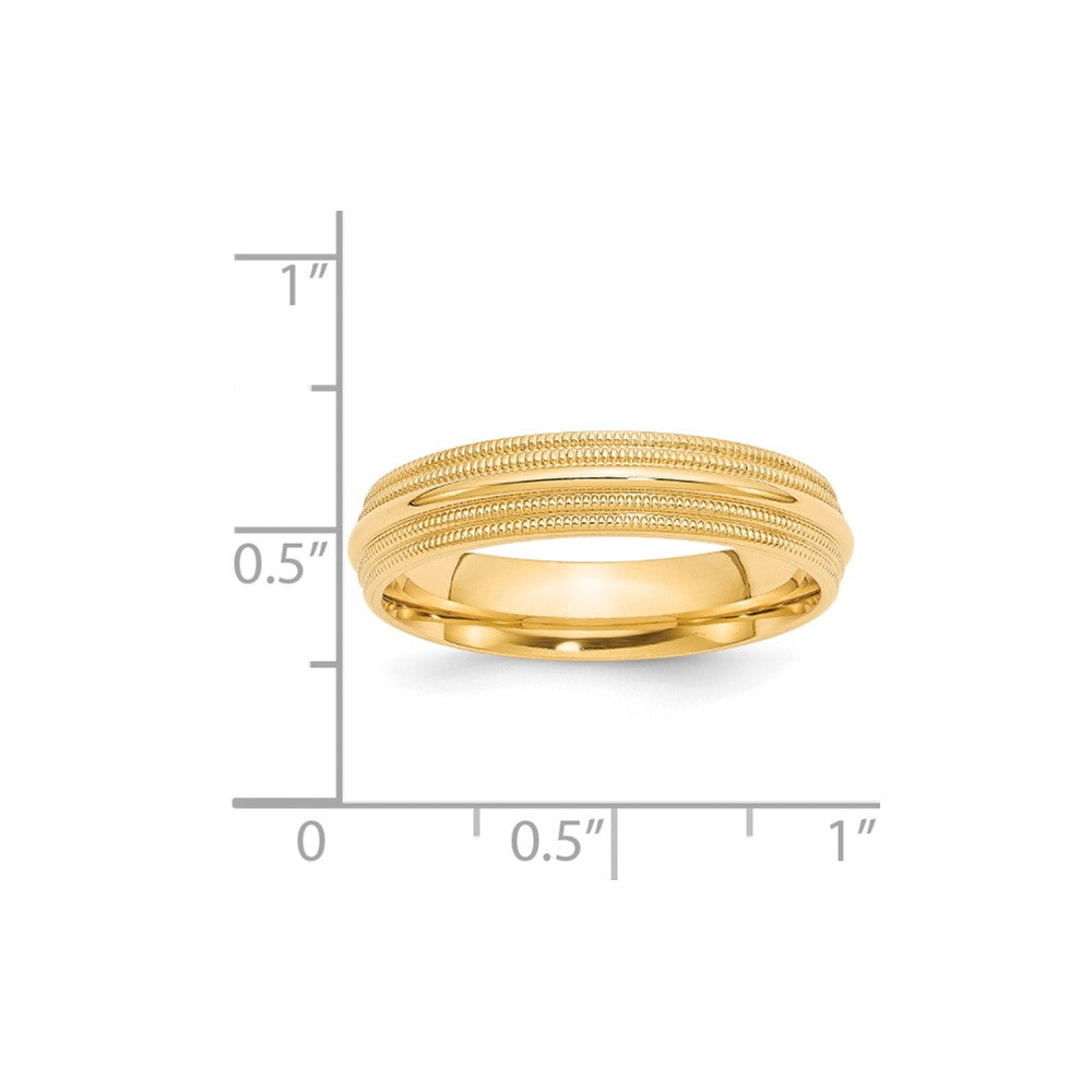 14k Yellow Gold 5mm Double Milgrain Comfort Fit Wedding Band Ring