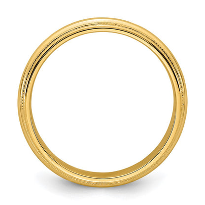 18k Yellow Gold 6mm Double Milgrain Comfort Fit Wedding Band Ring