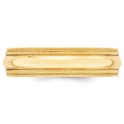 Solid 18K Yellow Gold 6mm Double Milgrain Comfort Fit Men's/Women's Wedding Band Ring Size 12