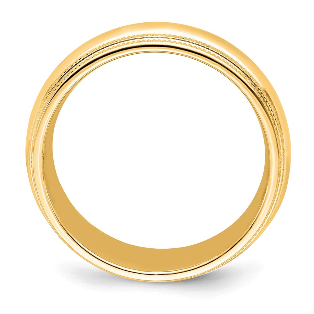 18k Yellow Gold 8mm Double Milgrain Comfort Fit Wedding Band Ring