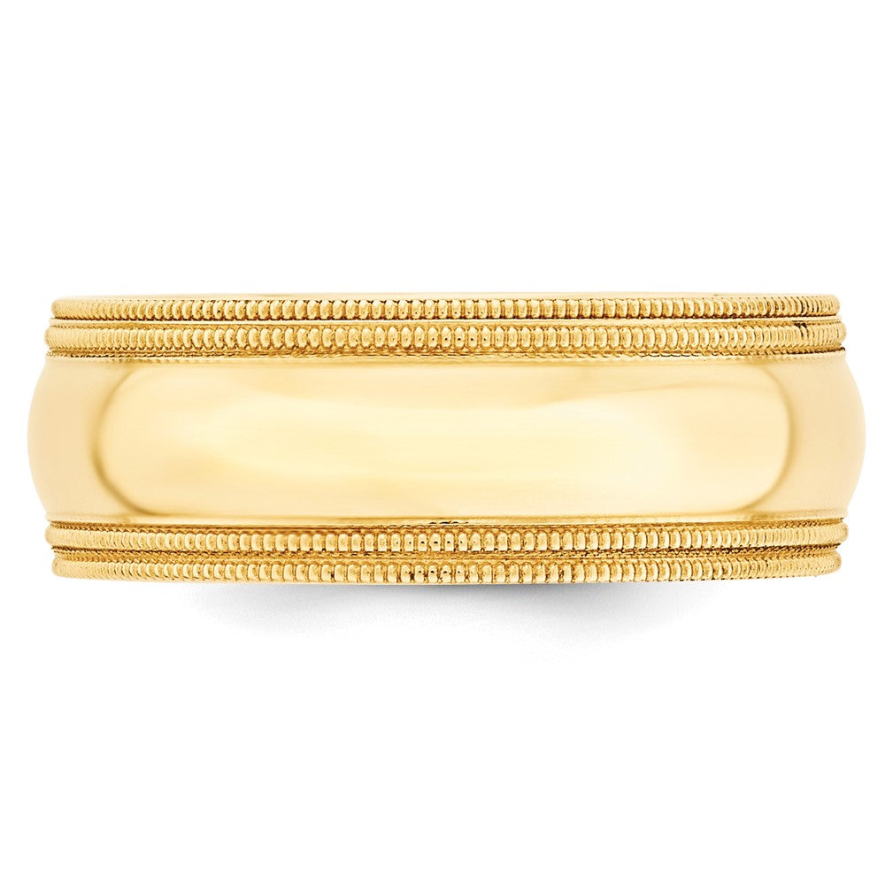 Solid 18K Yellow Gold 8mm Double Milgrain Comfort Fit Men's/Women's Wedding Band Ring Size 10.5