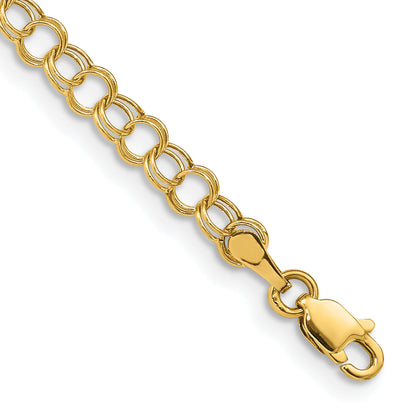 8 Inch 14K Hollow Double Link Charm Bracelet