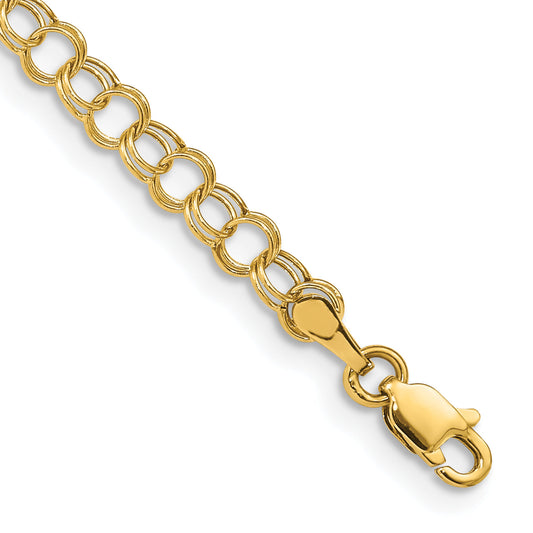 8 Inch 14K Hollow Double Link Charm Bracelet