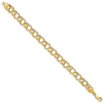 8 Inch 14K Hollow Double Link Charm Bracelet