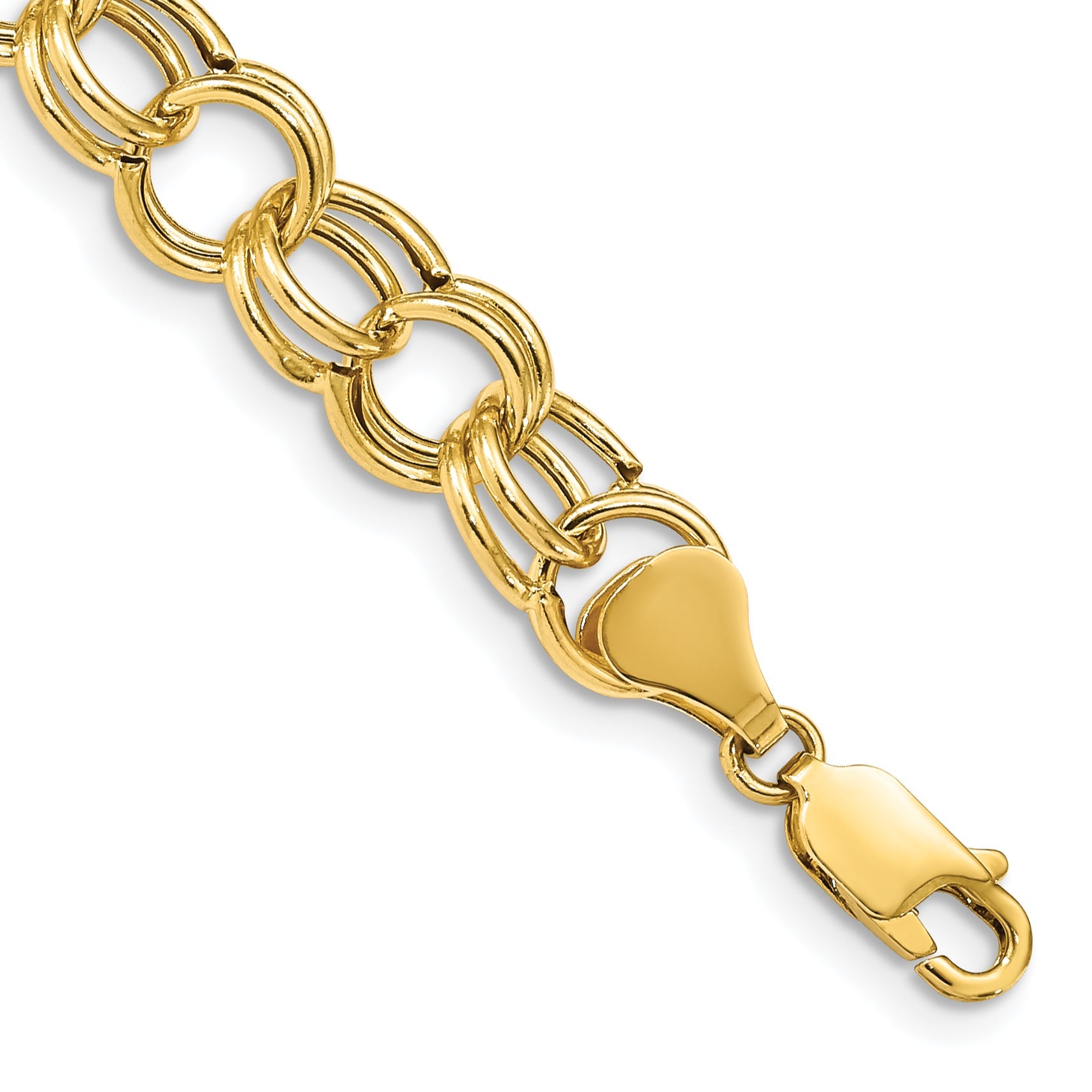 8 Inch 14K Hollow Double Link Charm Bracelet