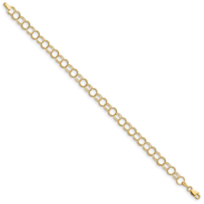 8 Inch 14K Solid Triple Link Charm Bracelet