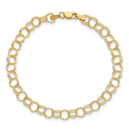 7 Inch 14K Solid Triple Link Charm Bracelet