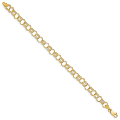 7 Inch 14K Solid Triple Link Charm Bracelet