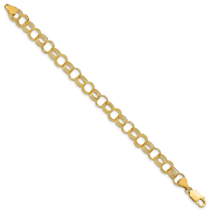 7 Inch 14K Solid Triple Link Charm Bracelet