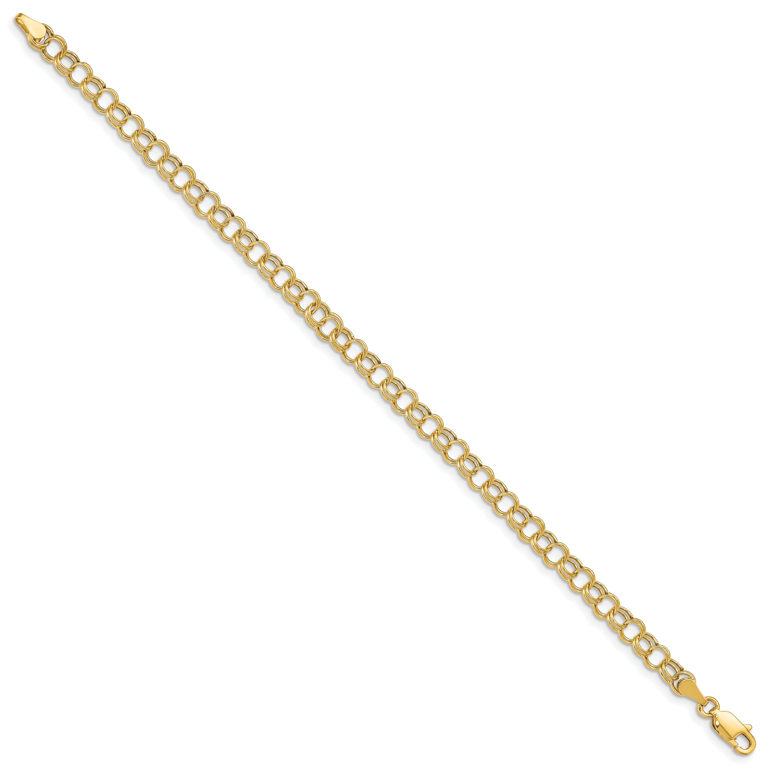 8 Inch 14K Hollow Double Link Charm Bracelet