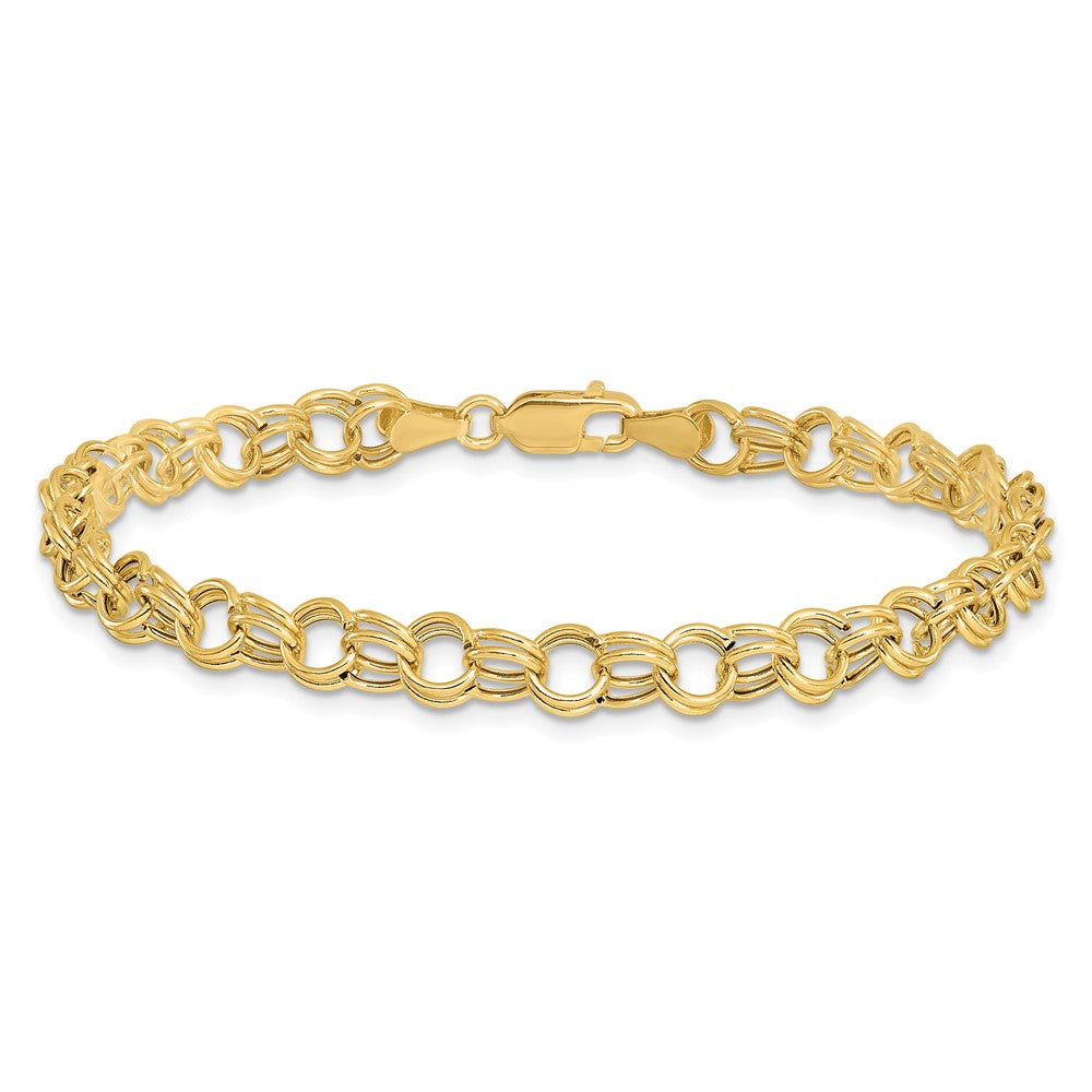 8 Inch 14K Hollow Double Link Charm Bracelet
