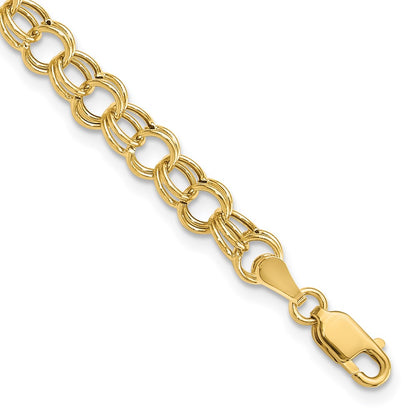 8 Inch 14K Hollow Double Link Charm Bracelet