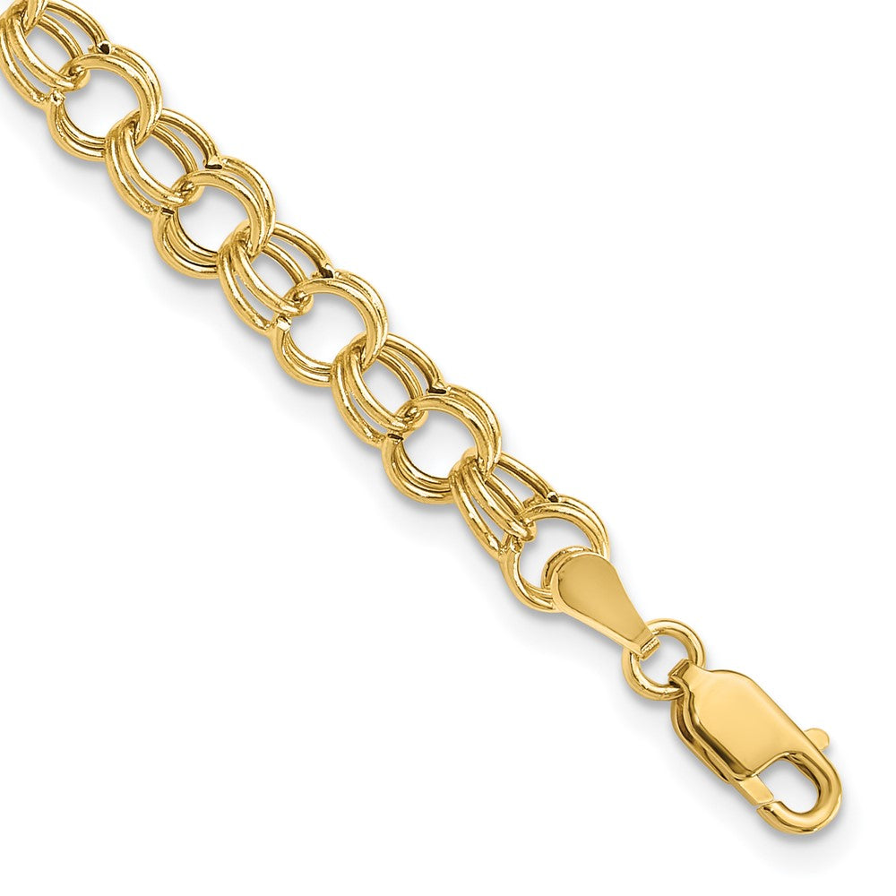 7 Inch 14K Hollow Double Link Charm Bracelet