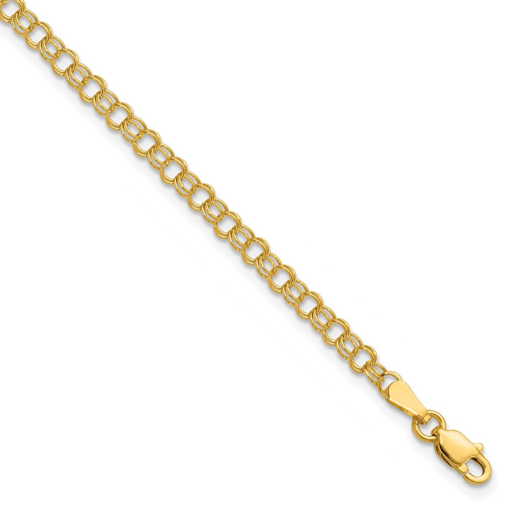 7 Inch 14K 3.5mm Solid Double Link Charm Bracelet