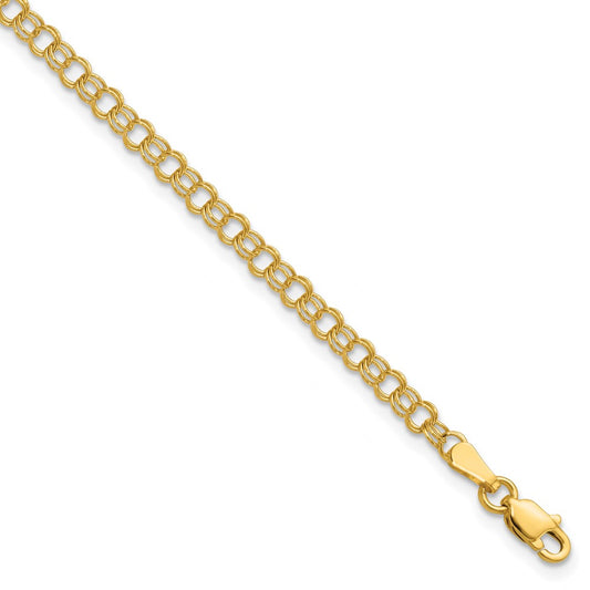 7 Inch 14K 3.5mm Solid Double Link Charm Bracelet